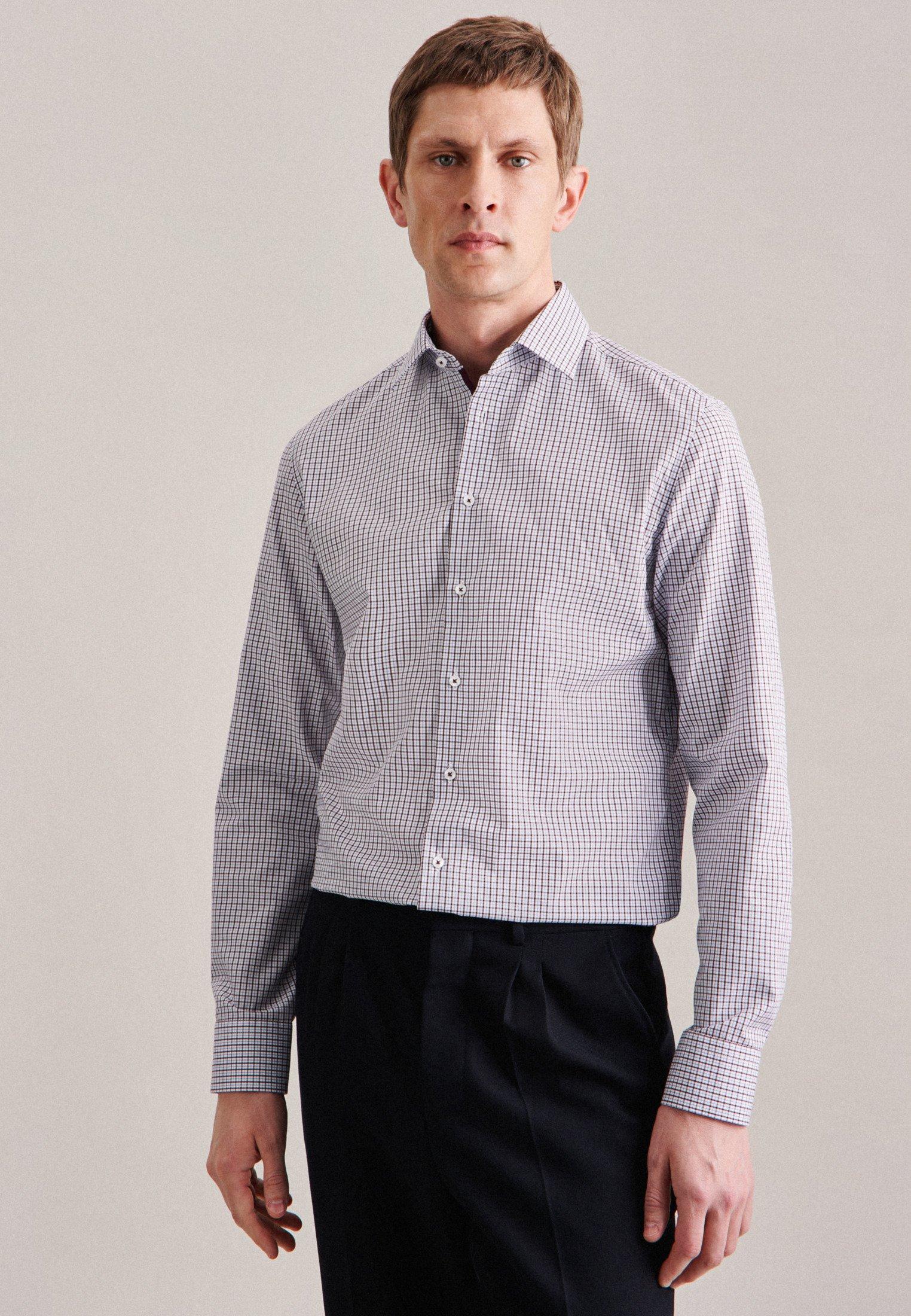 Image of Business Hemd X-slim Fit Langarm Karo Herren Rot Bunt 39