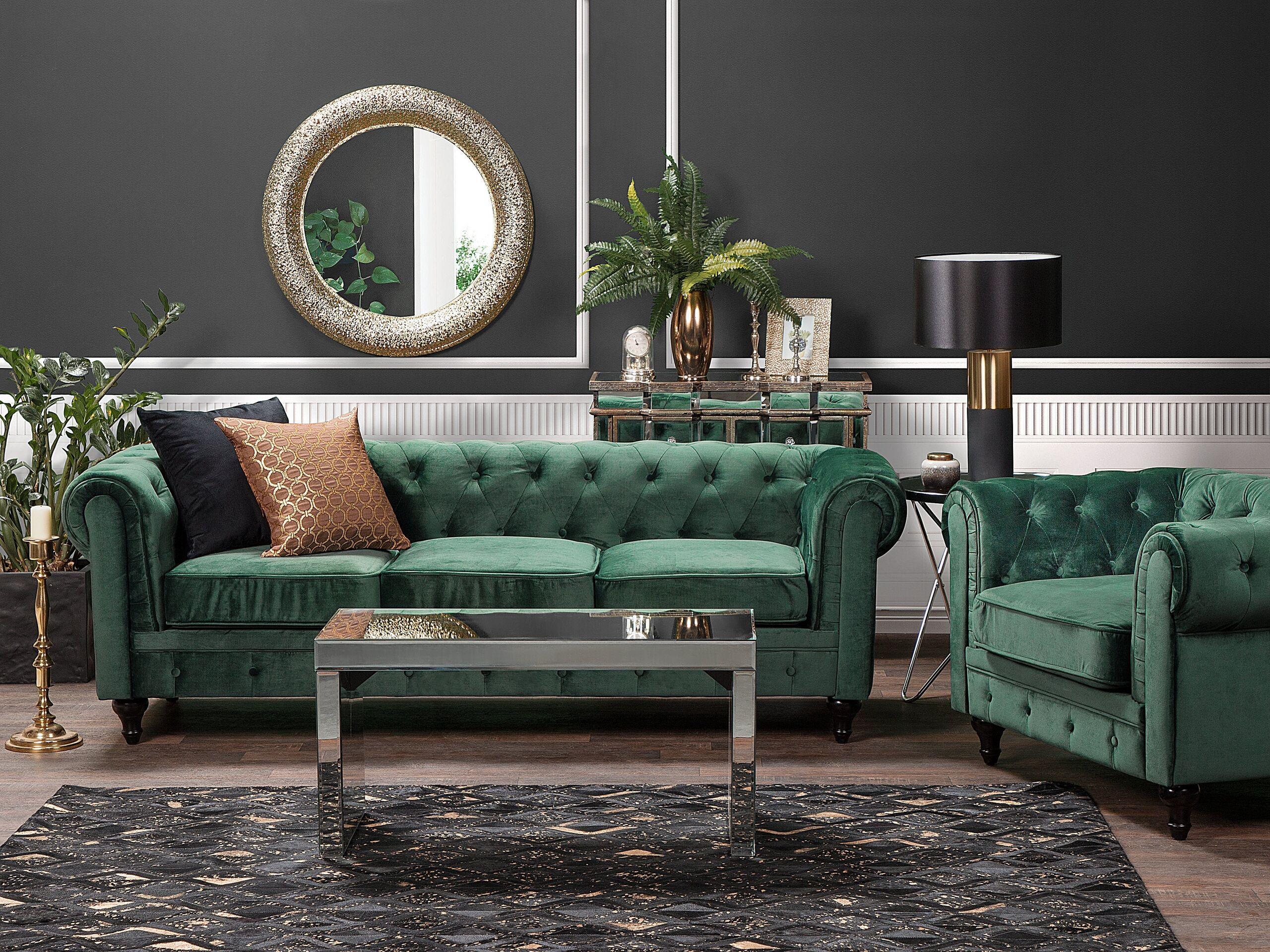 Beliani Canapé 3 places en Velours Glamour CHESTERFIELD  