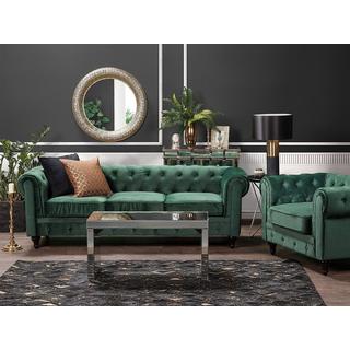 Beliani Canapé 3 places en Velours Glamour CHESTERFIELD  