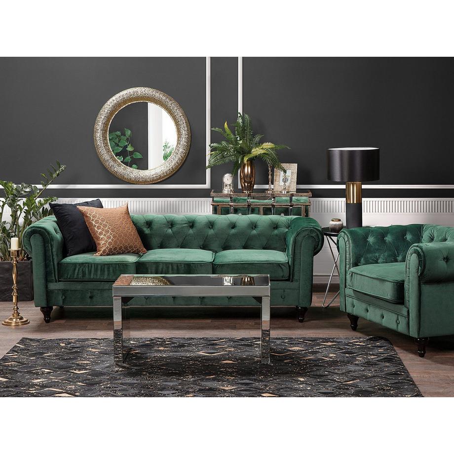 Beliani 3 Sitzer Sofa aus Samtstoff Glamourös CHESTERFIELD  