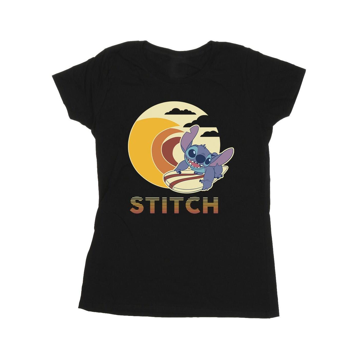 Image of Lilo & Stitch Summer Waves Tshirt Damen Schwarz XL