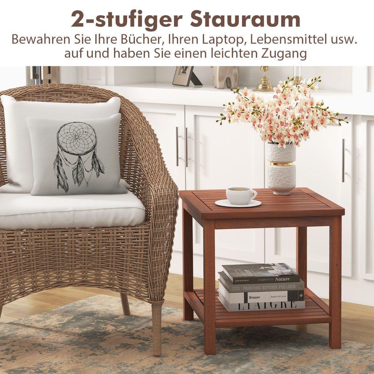 Northix Tavolino laterale portatile a 2 livelli  