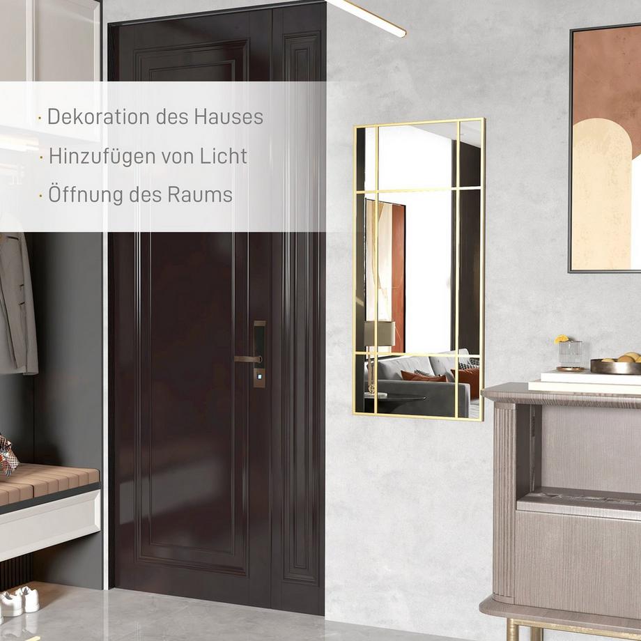 Northio Wandspiegel 110 x 50 cm dekorativer Spiegel mit Metallrahmen, rechteckiger Spiegel für Schlafzimmer, Badezimmer Gold Aosom  