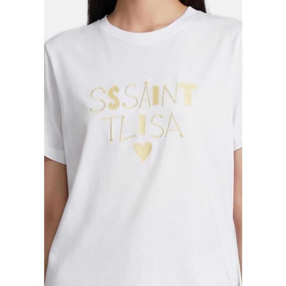Chiara Ferretti T-shirt con stampa dorata  