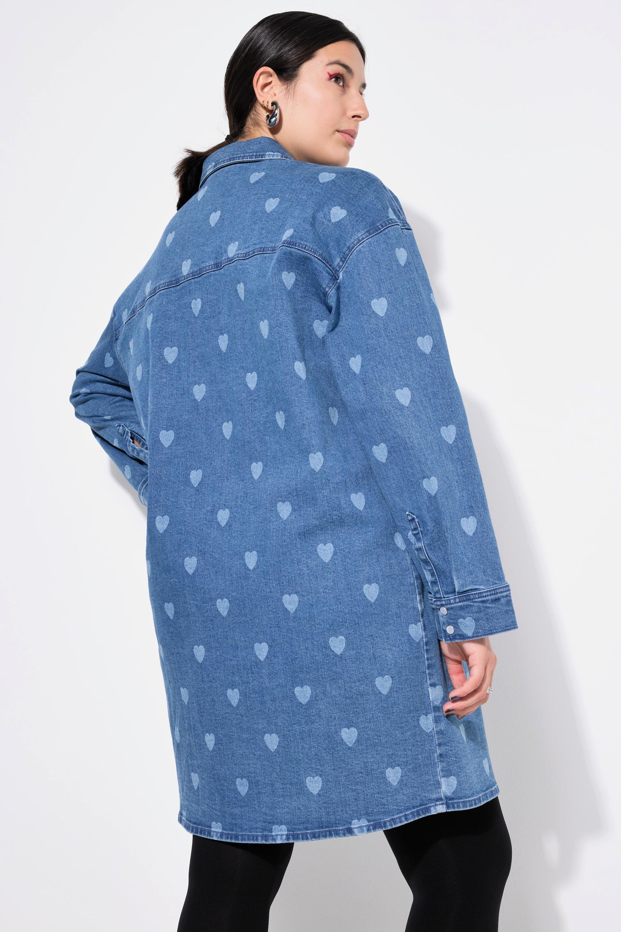 Studio Untold Robe en jean oversize imprimé Cœurs  