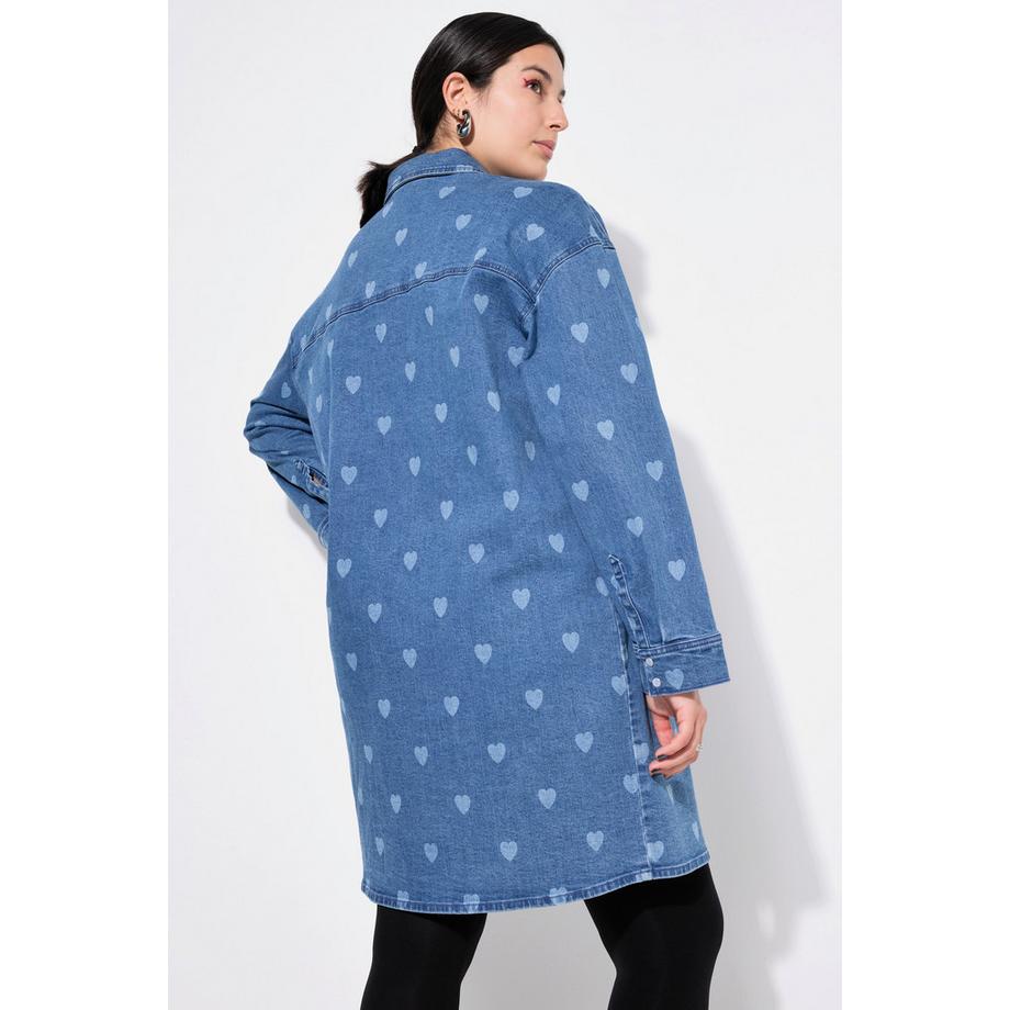 Studio Untold Abito di jeans oversize stampa cuori  
