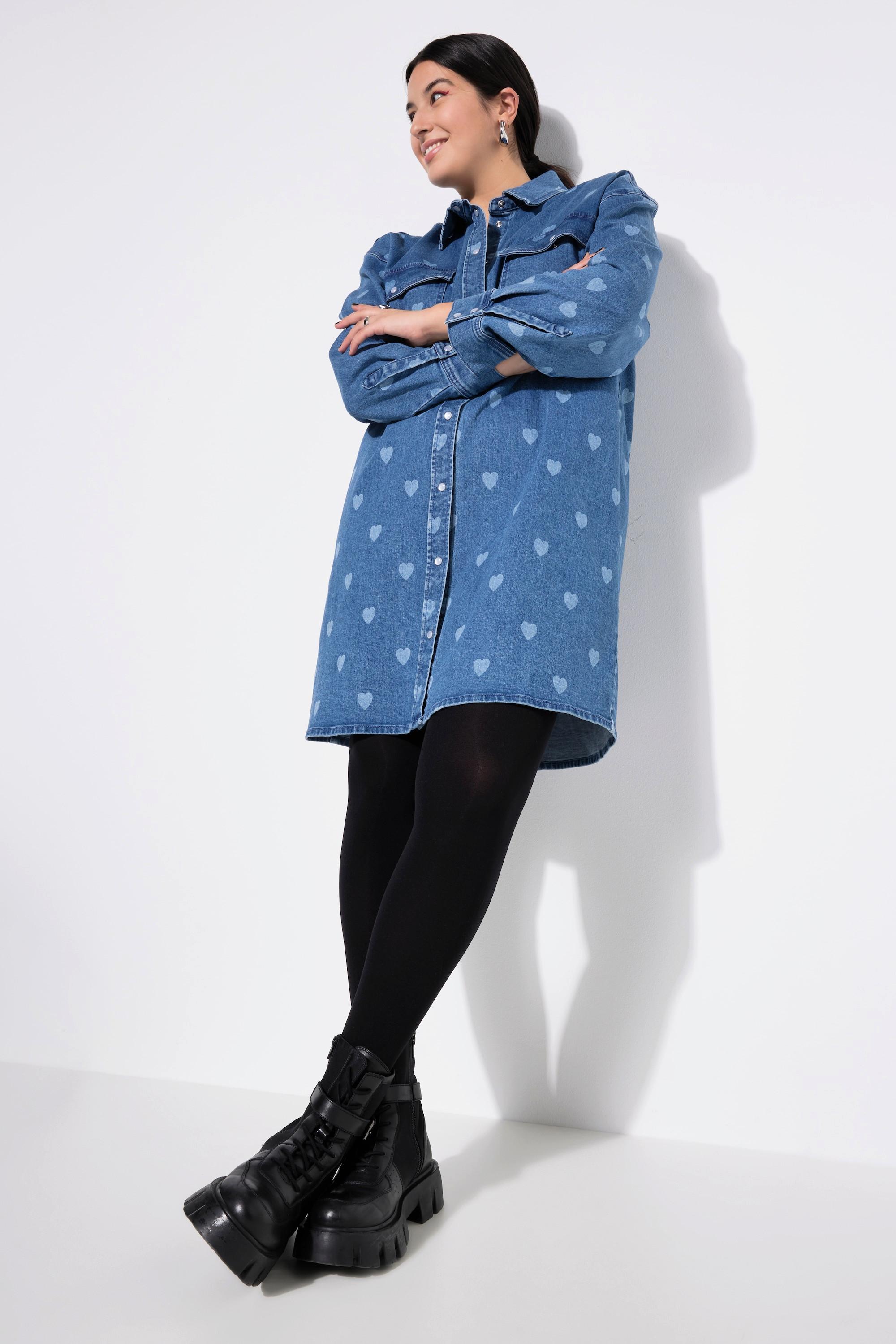 Studio Untold Robe en jean oversize imprimé Cœurs  