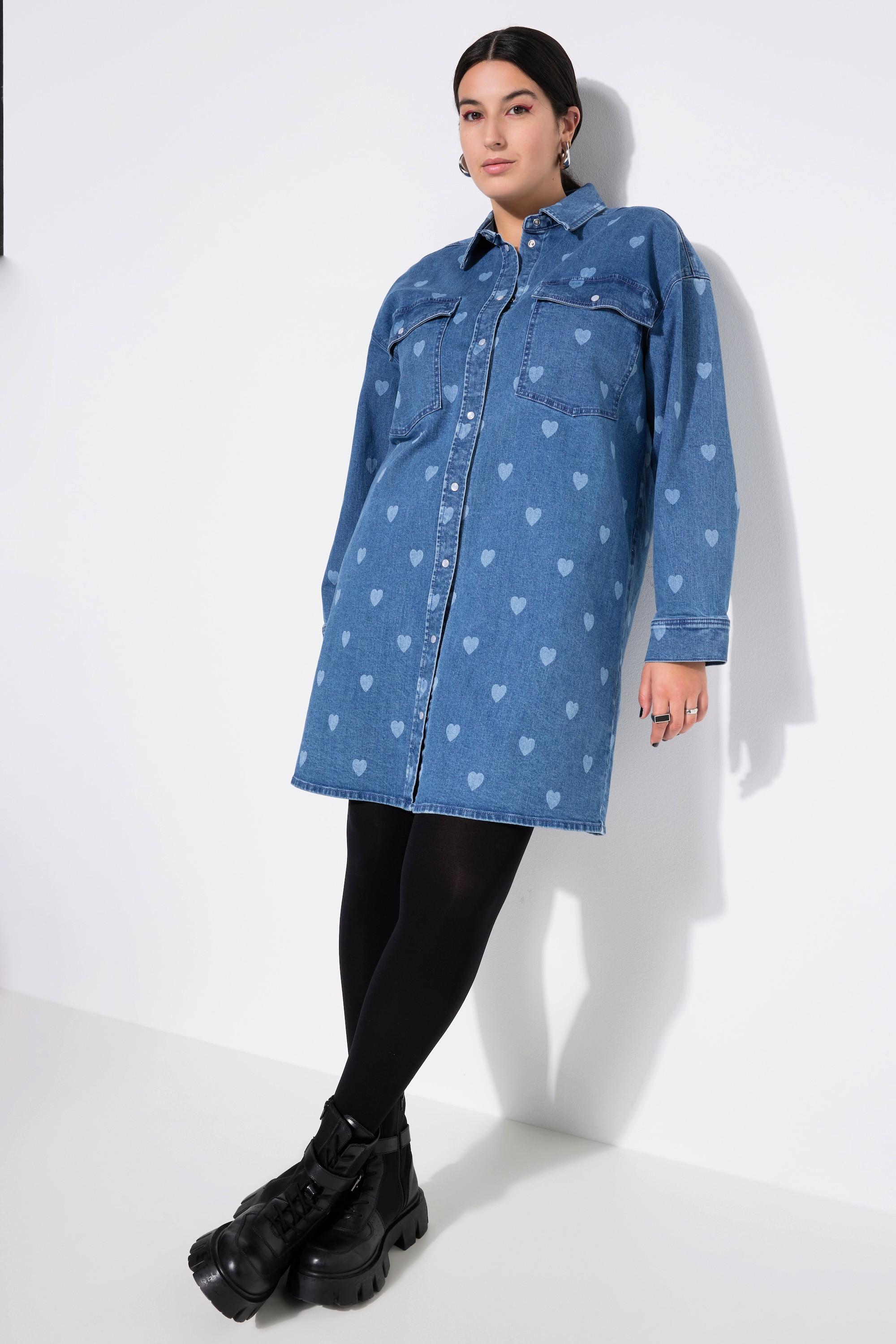 Studio Untold Robe en jean oversize imprimé Cœurs  