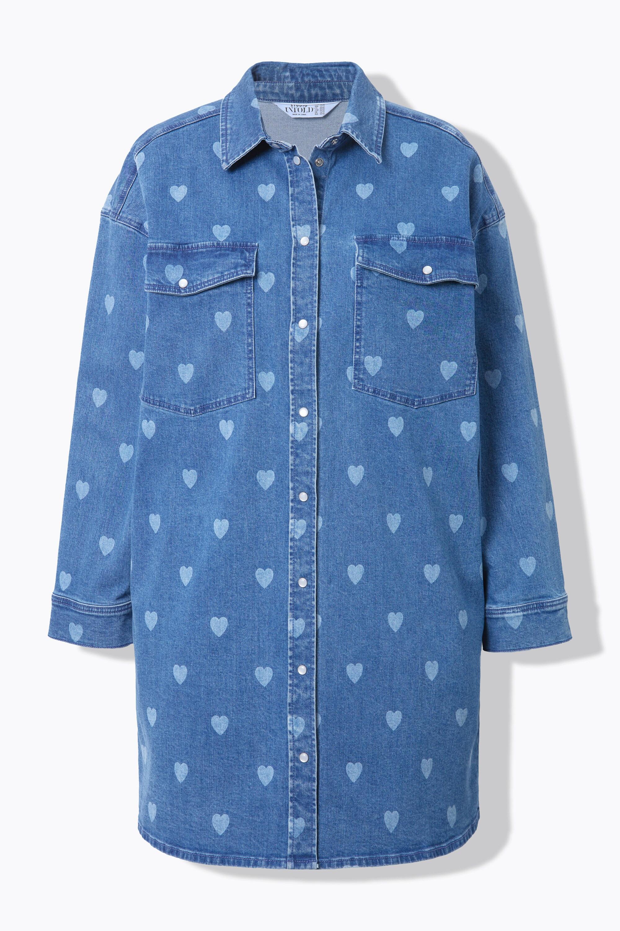 Studio Untold Robe en jean oversize imprimé Cœurs  