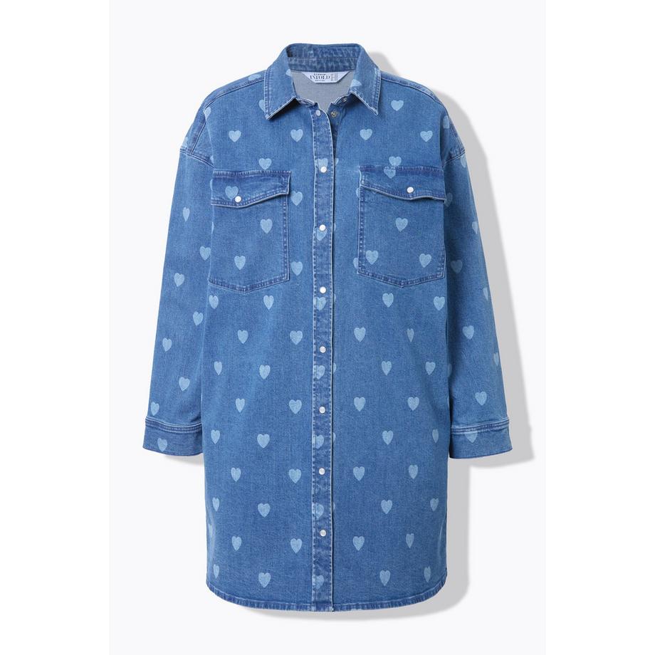 Studio Untold Abito di jeans oversize stampa cuori  