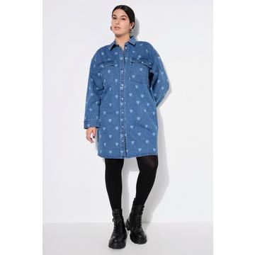 Jeanskleid, oversized, HEARTS-Print