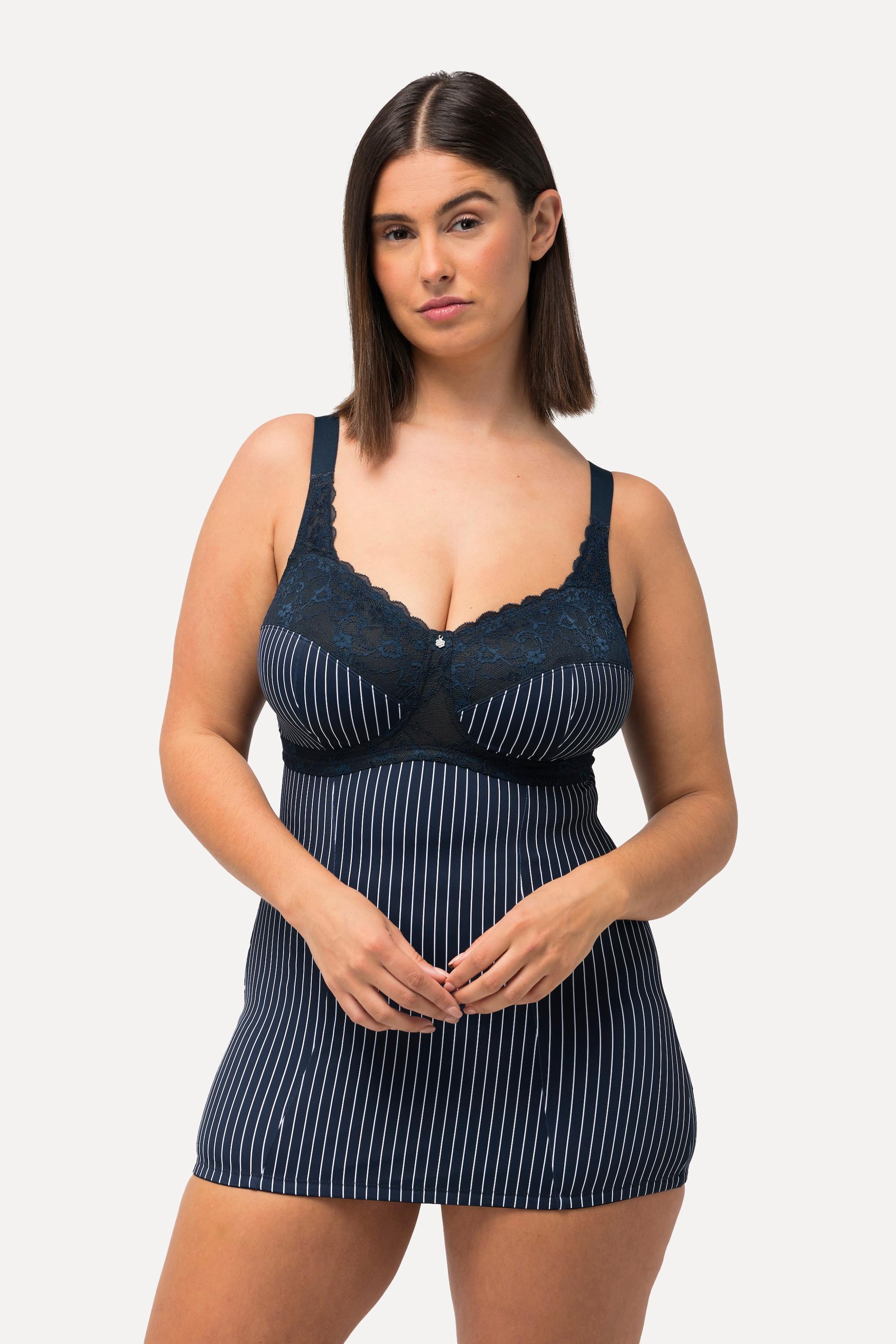 Ulla Popken  Top modellante con righe sottili e reggiseno integrato 