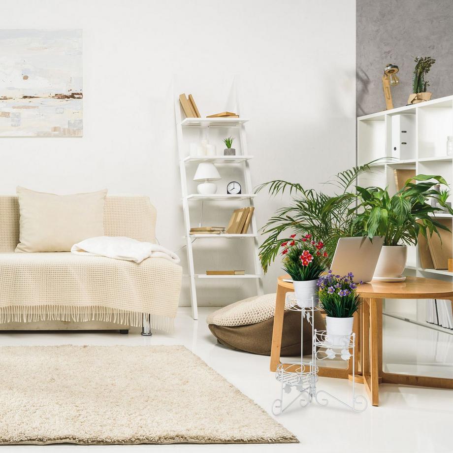 B2X Socle de fleur blanc en métal  