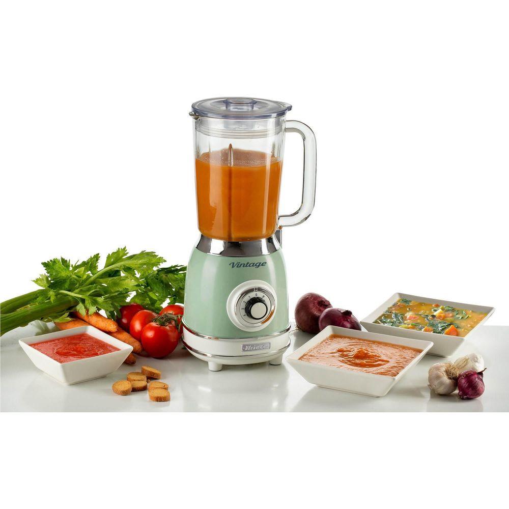 Ariete Ariete 583, Frullatore Vintage con tazza in vetro da 1,5 Litri, 4 Lame in Acciaio Inox, 4 Velocità + Pulse,1000 Watt, Verde  