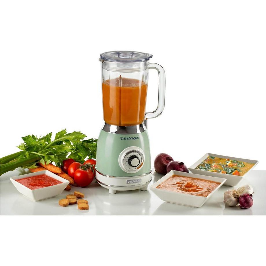 Ariete Ariete 583, Frullatore Vintage con tazza in vetro da 1,5 Litri, 4 Lame in Acciaio Inox, 4 Velocità + Pulse,1000 Watt, Verde  
