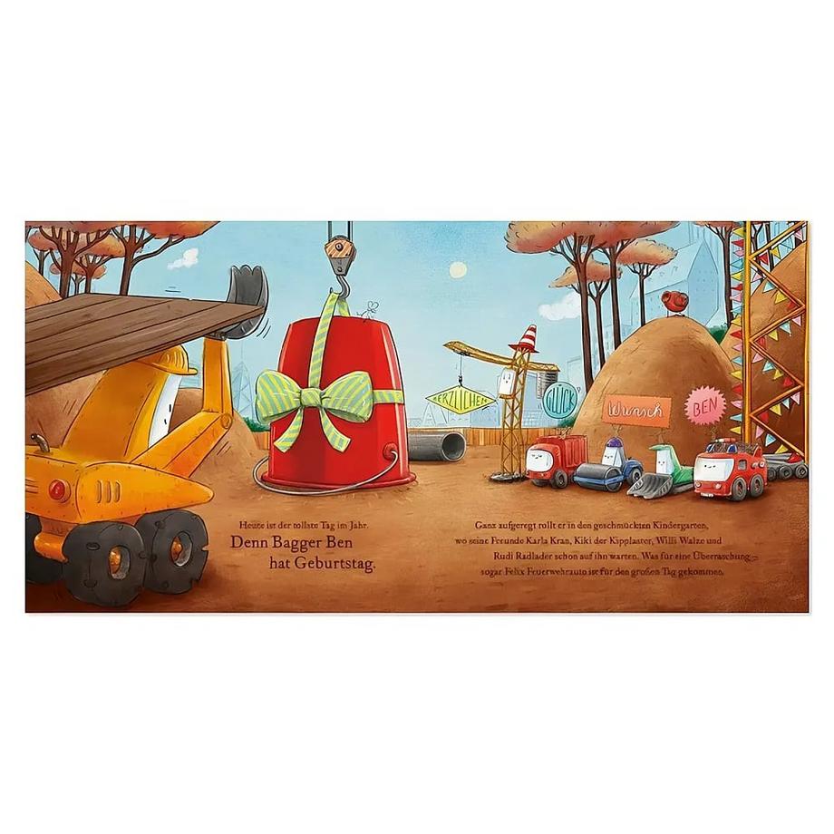 Bagger Ben feiert Geburtstag- Eine kunterbunte Geschichte aus dem Baustellen-Kindergarten Horn, Dörte; Stampe, Philipp (Illustrationen) Couverture rigide 
