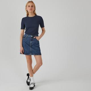 La Redoute Collections  Shirt mit rundem Ausschnitt und Spitzendetail 