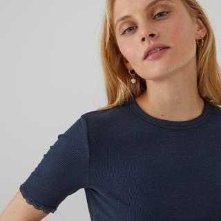 La Redoute Collections  Shirt mit rundem Ausschnitt und Spitzendetail 