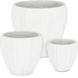 mutoni Vaso per piante Halong bianco rotondo (set di 3)  