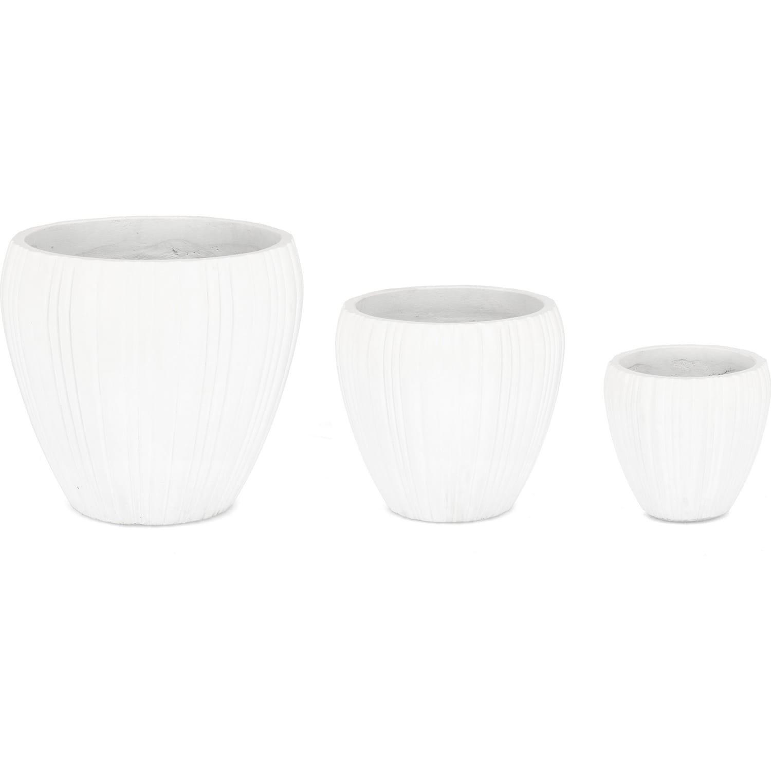 mutoni Vaso per piante Halong bianco rotondo (set di 3)  