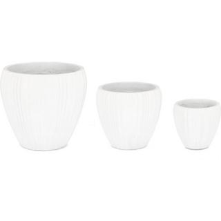 mutoni Vaso per piante Halong bianco rotondo (set di 3)  