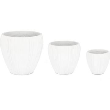 Vaso per piante Halong bianco rotondo (set di 3)