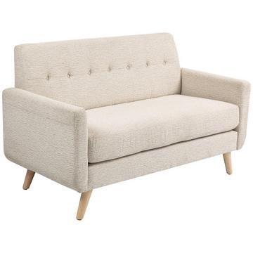Canapé de cuisine 2 places, 134L x 71P x 82H cm, avec coussin d'assise et de dossier épais, âme à ressorts, pieds en bois, pieds antidérapants, aspect velours, beige