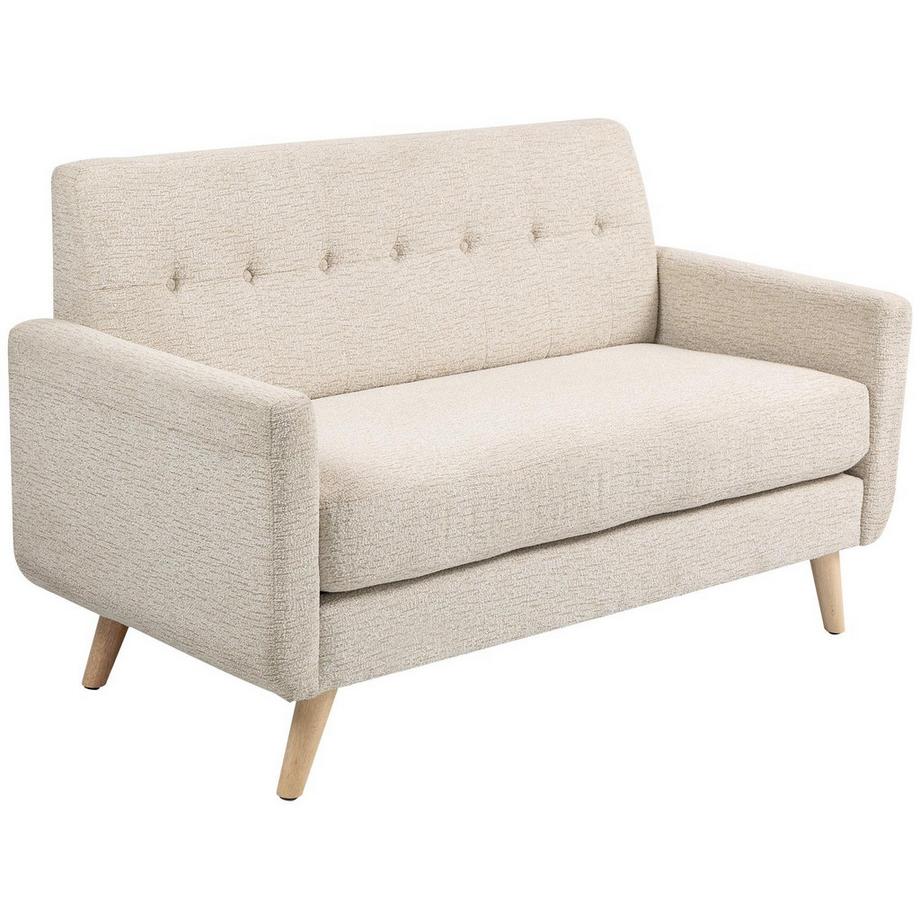 Küchensofa 2 Sitzer, 134B x 71T x 82H cm, mit dickem Sitz- und Rückenkissen, Federkern, Holzbeine, Anti-Rutsch-Füße, Samtoptik, Beige