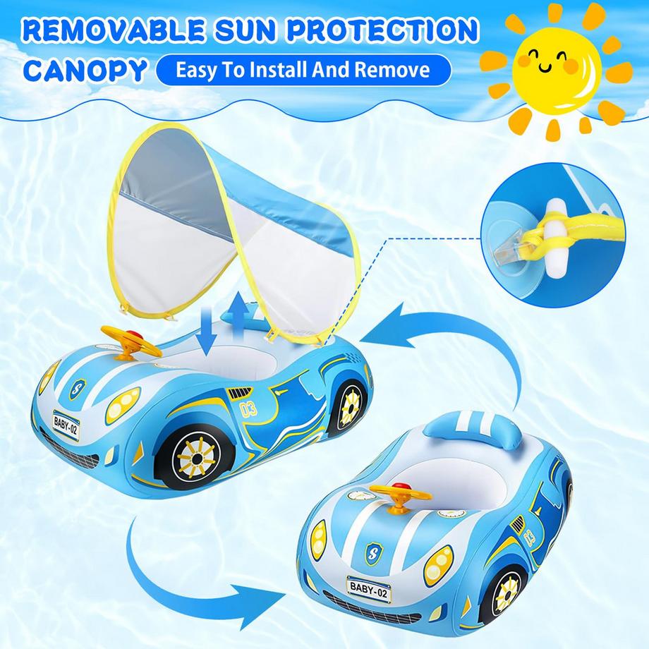 Activity-board Schwimmring Baby mit Sonnendach und Doppelairbag  