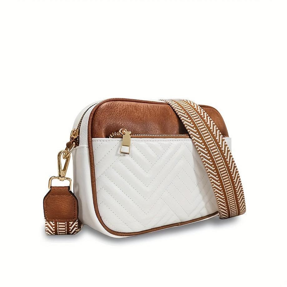 Mini sac à bandoulière carré à fermeture éclair, sac à bandoulière matelassé avec large bandoulière