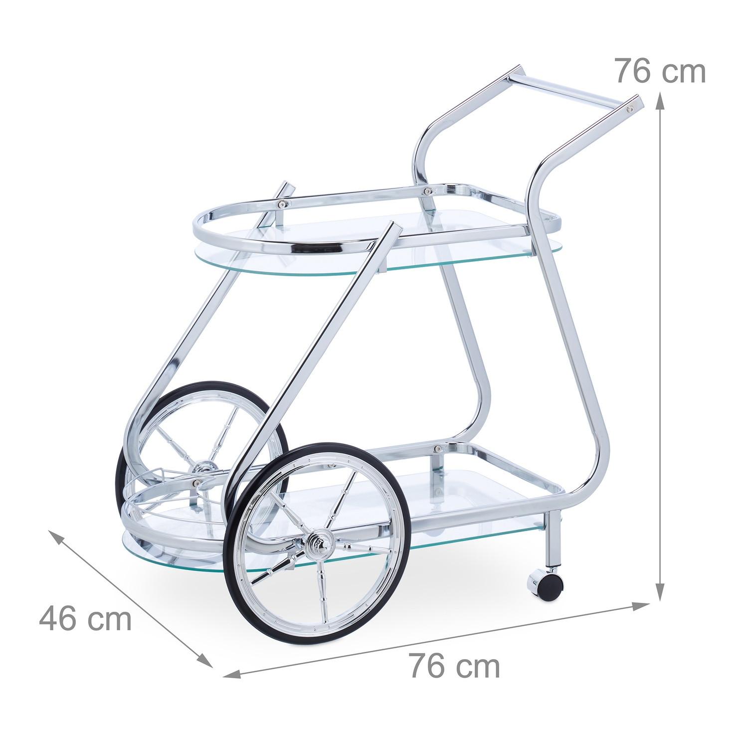 B2X Servierwagen aus Chrom und Glas  