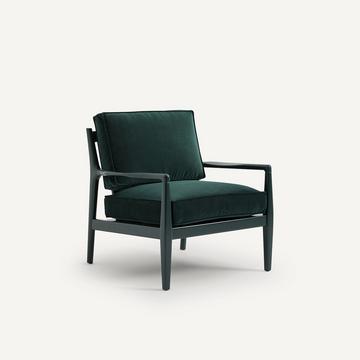 Fauteuil velours et structure laquée