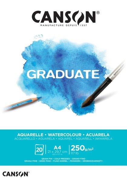 CANSON CANSON Zeichenblock Graduate A4 400110374 20 Blatt, aquarell, 250g  