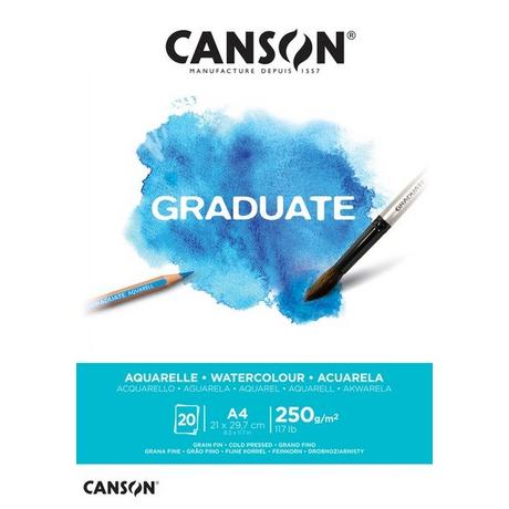 CANSON CANSON Zeichenblock Graduate A4 400110374 20 Blatt, aquarell, 250g  