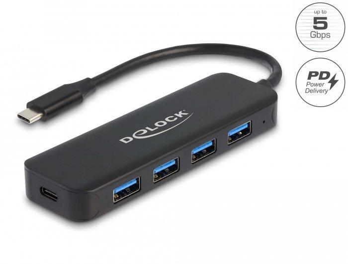 DeLock  64170 Schnittstellen-Hub USB 3.2 Gen 1 (3.1 Gen 1) Type-C 5000 Mbit/s Schwarz 