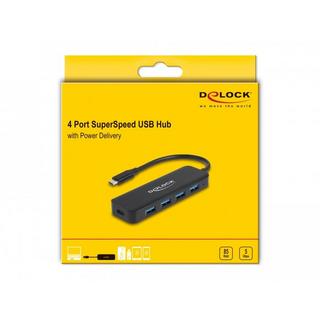 DeLock  64170 Schnittstellen-Hub USB 3.2 Gen 1 (3.1 Gen 1) Type-C 5000 Mbit/s Schwarz 