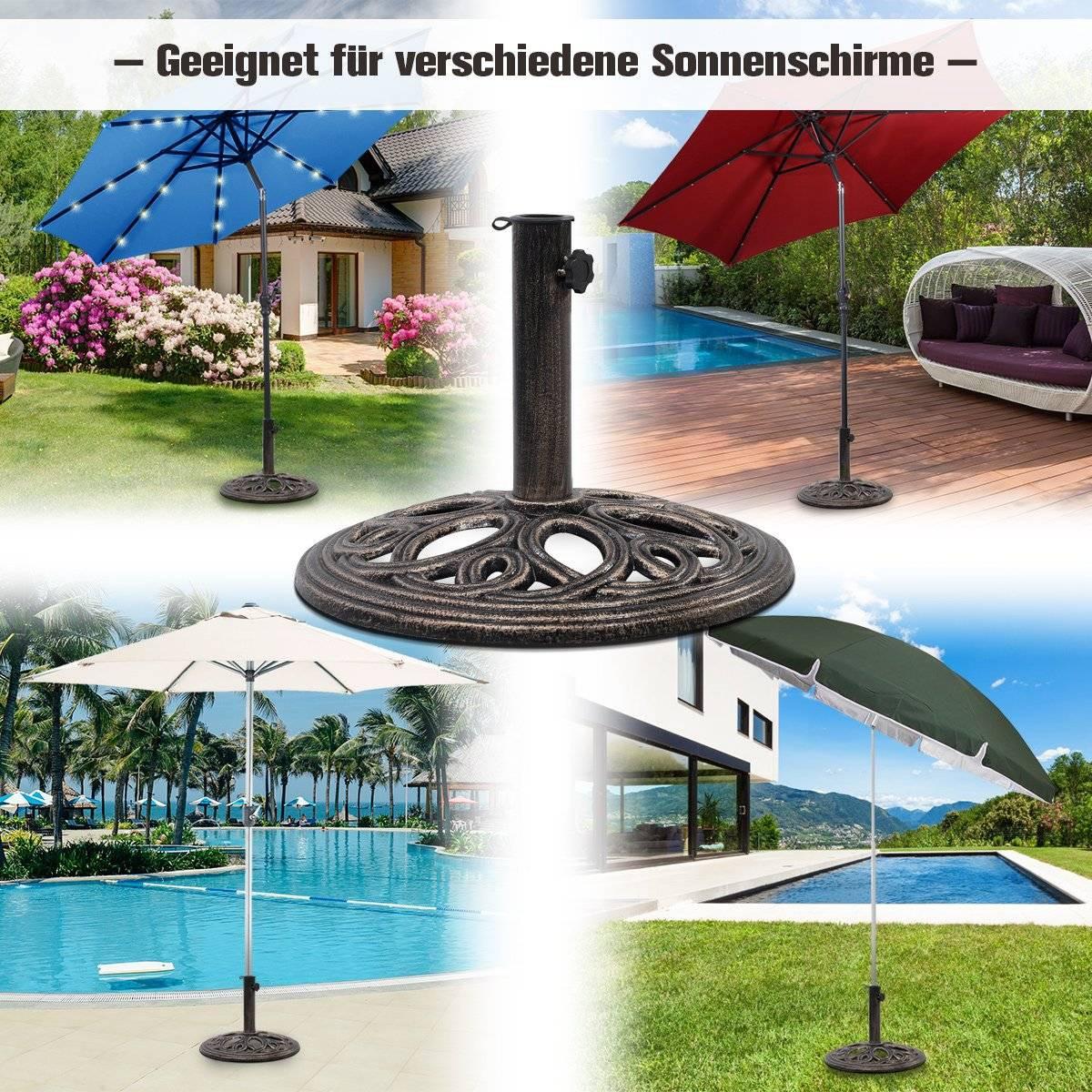 Northix Sonnenschirmständer stabiler Schirmständer aus robustem Gusseisen für 38 mm bis 48 mm Gestänge  