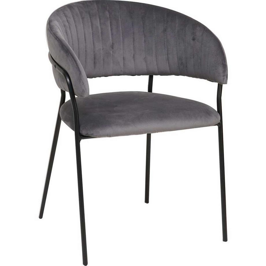 Chaise velours gris noir