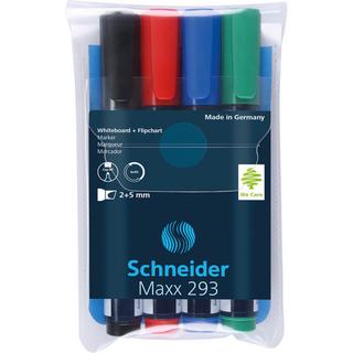 Schneider Schreibgeräte  Schneider Schreibgeräte Maxx 293 evidenziatore 4 pz Punta smussata Nero, Blu, Verde, Rosso 