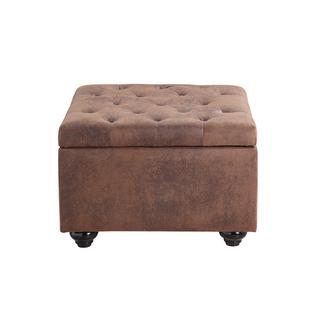 Vente-unique Sitzhocker mit Staukasten Microfaser Vintage Look LOMAI  