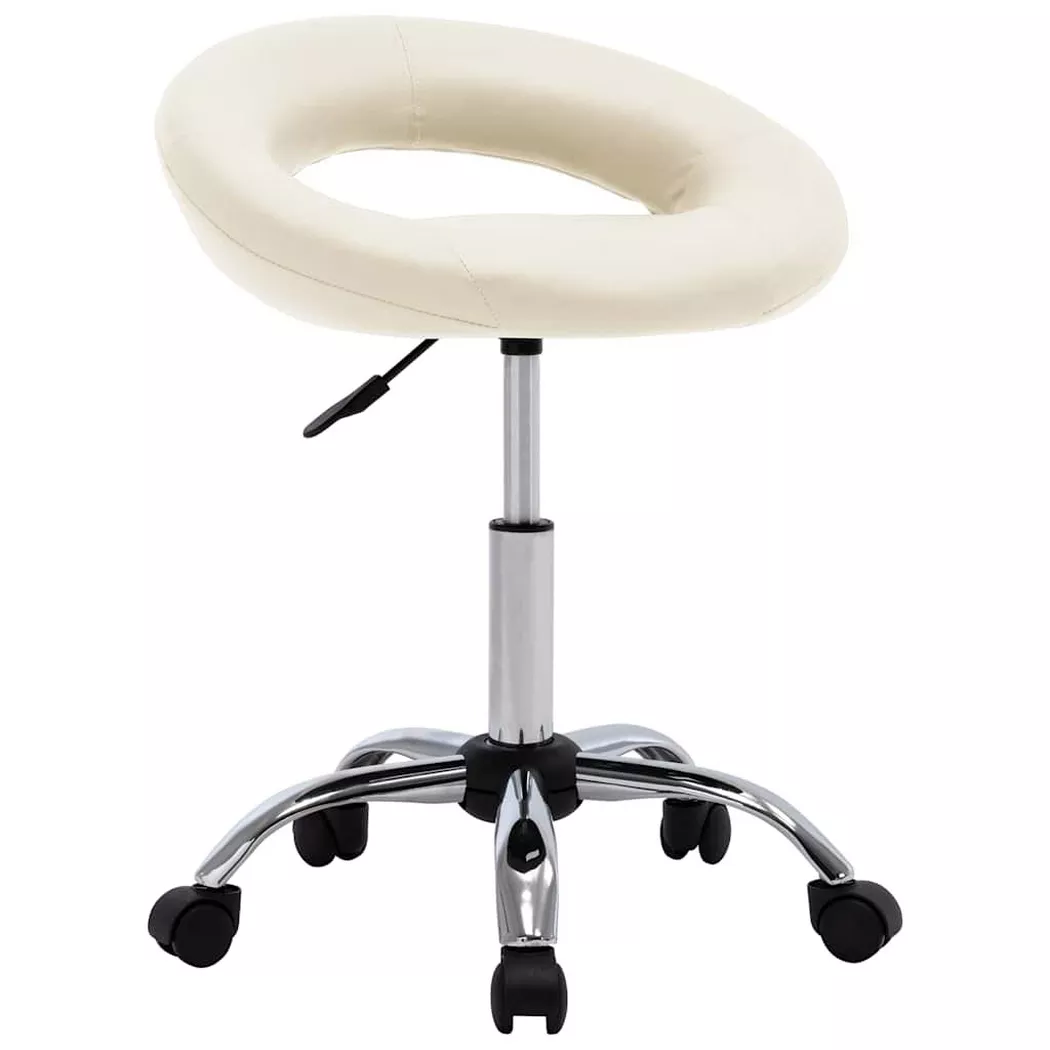 vidaXL Chaise de travail roulante Crème Similicuir