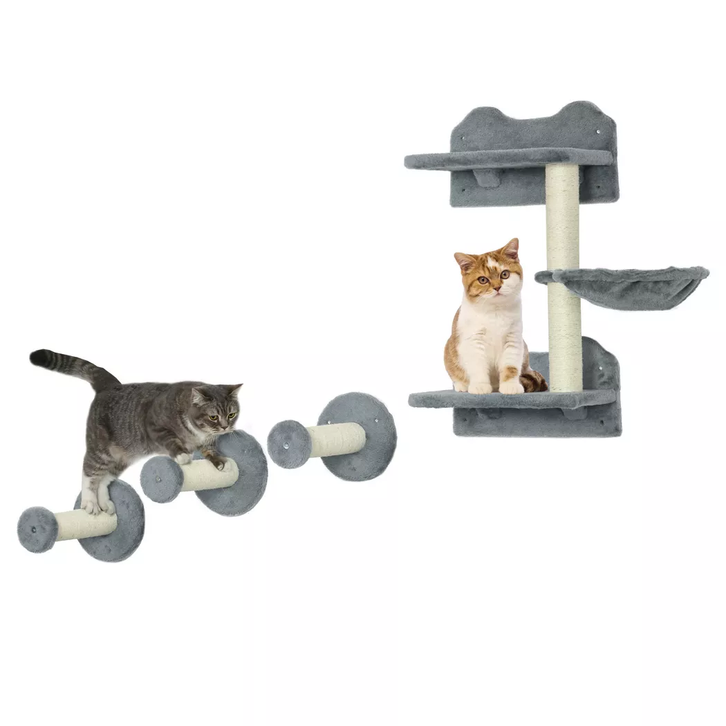 PawHut - Katzenkletterwand, One Size, Grau