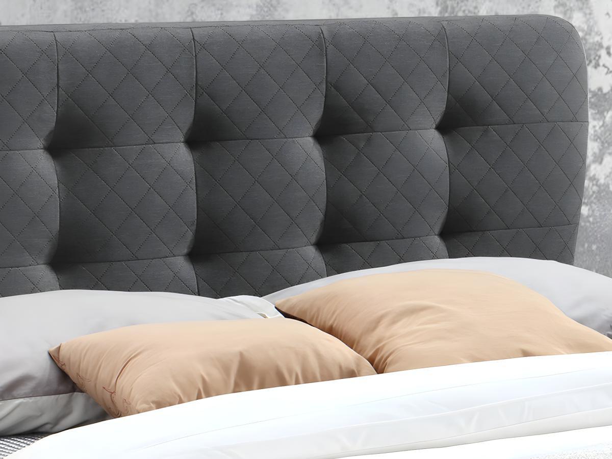 Vente-unique Letto 180 x 200 cm con testata trapuntata Tessuto Grigio - ELIDE  