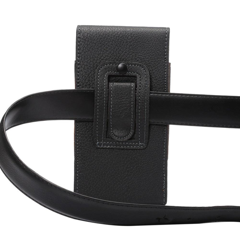 Cover-Discount  Universal - Sacoche ceinture verticale L en similicuir noir 