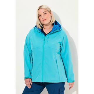 Ulla Popken  Veste Softshell à capuche, poches zippées, fermetures à scratch 