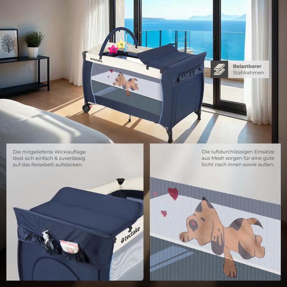 Tectake  lettino da viaggio con fasciatoio 