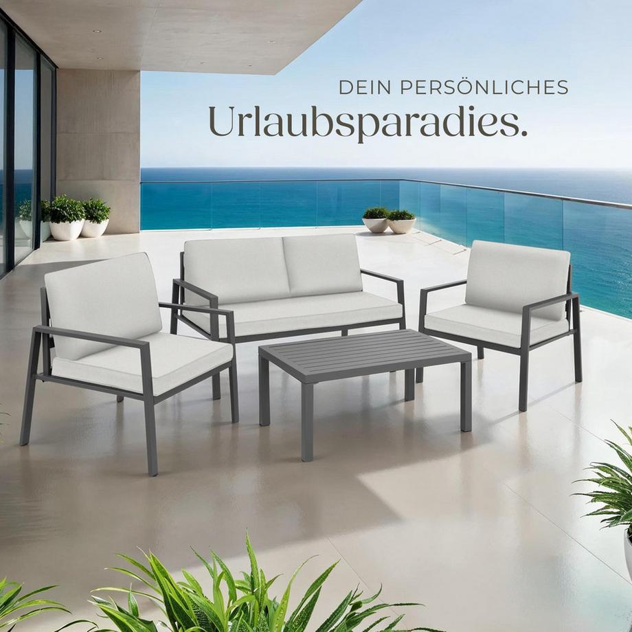 Tectake Salottino Göteborg Con struttura in alluminio, per 4 persone  