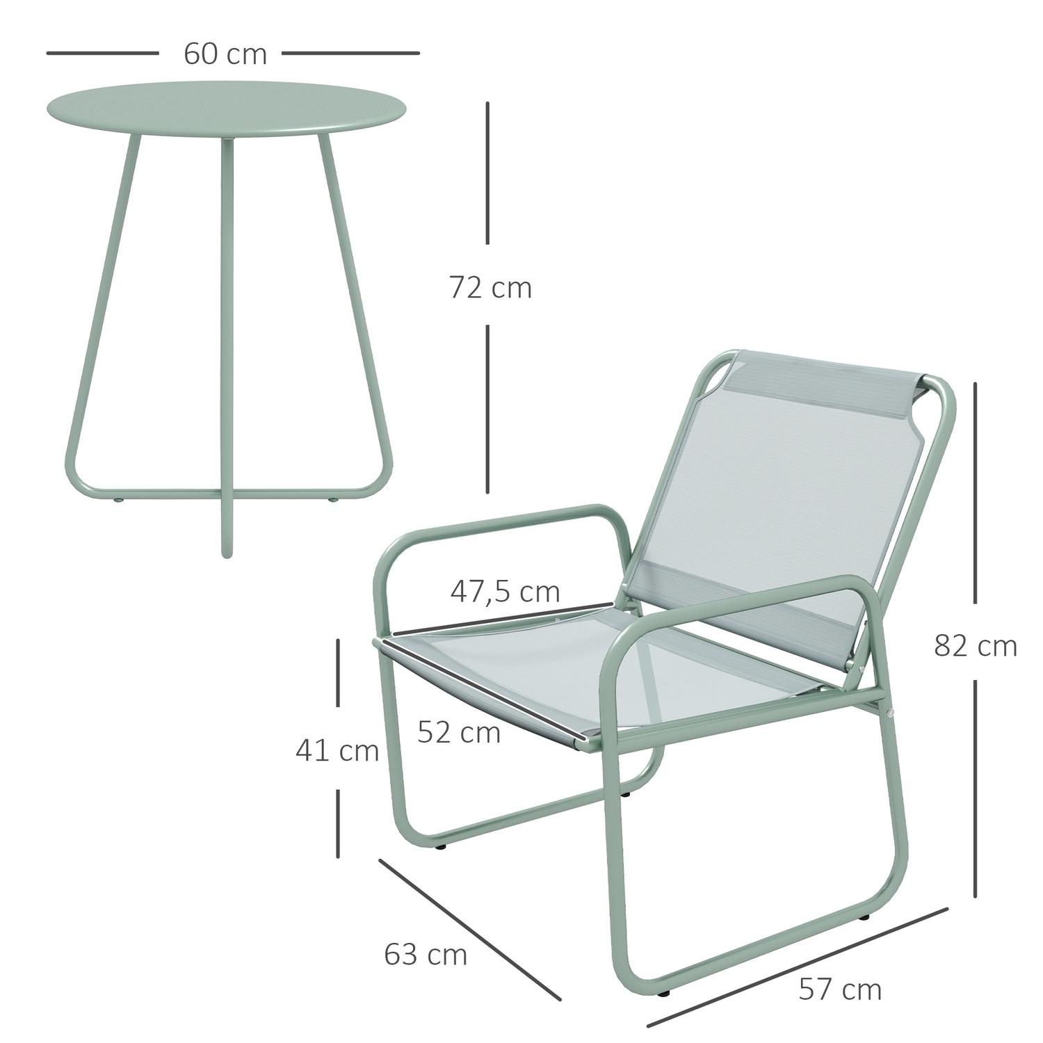 Northio 3 pièces Ensemble bistro, ensemble de meubles de balcon comprenant 1 table, 2 chaises, ensemble de meubles de jardin, ensemble de meubles de jardin pour jardin, terrasse, maille, vert  