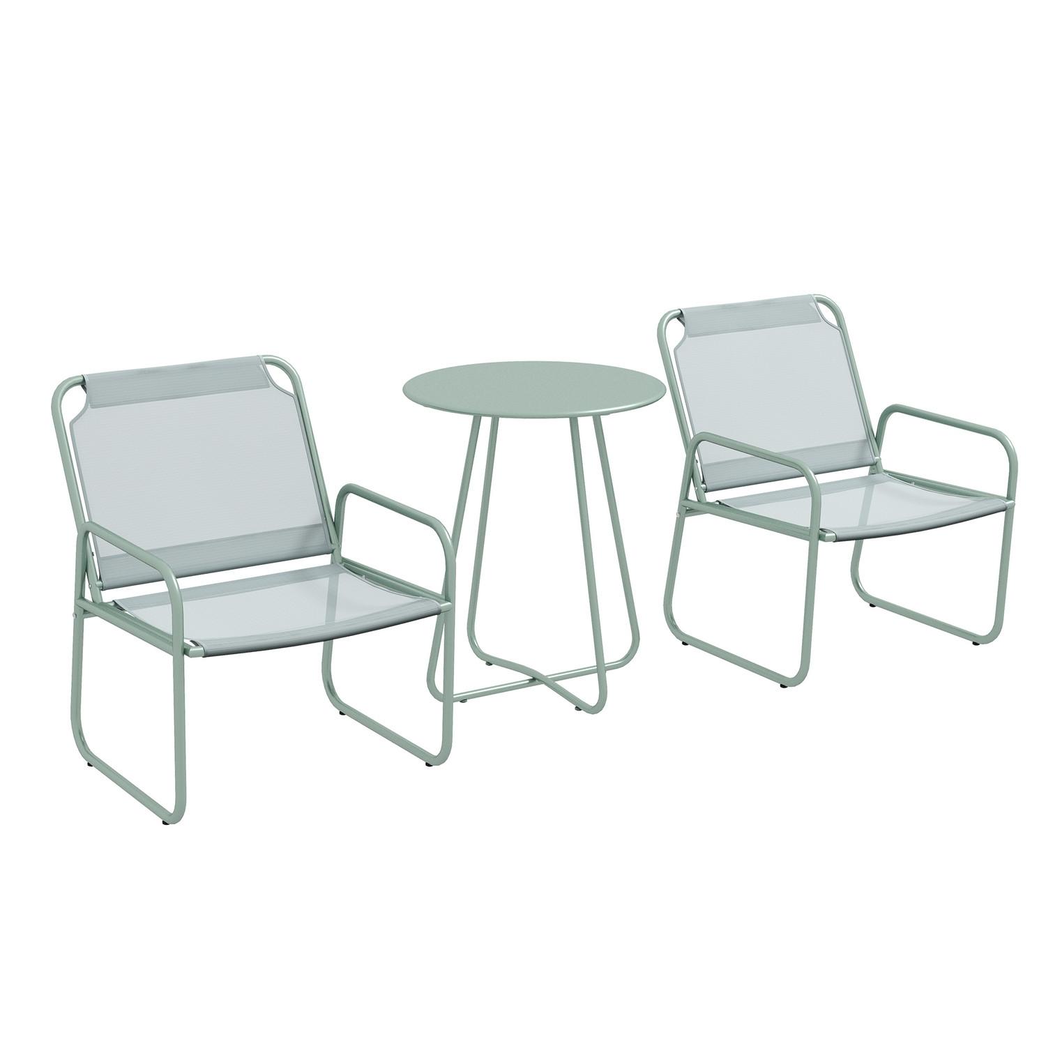 Northio 3 pièces Ensemble bistro, ensemble de meubles de balcon comprenant 1 table, 2 chaises, ensemble de meubles de jardin, ensemble de meubles de jardin pour jardin, terrasse, maille, vert  