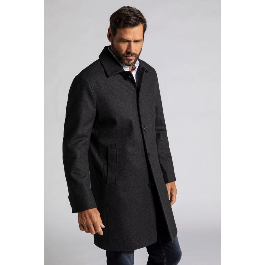 JP1880 Manteau en Laine Mélangée Déperlant Col Chemise  